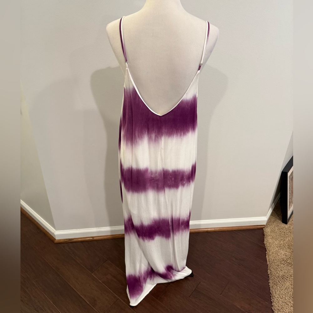 Tie-Dye Purple & White Maxi Slip Dress with V-Back - Picture 3 of 3